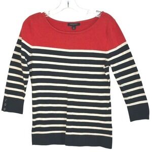 Banana Republic Women Sweater Colorblock Navy Red White Stripe Parisian Sailor M